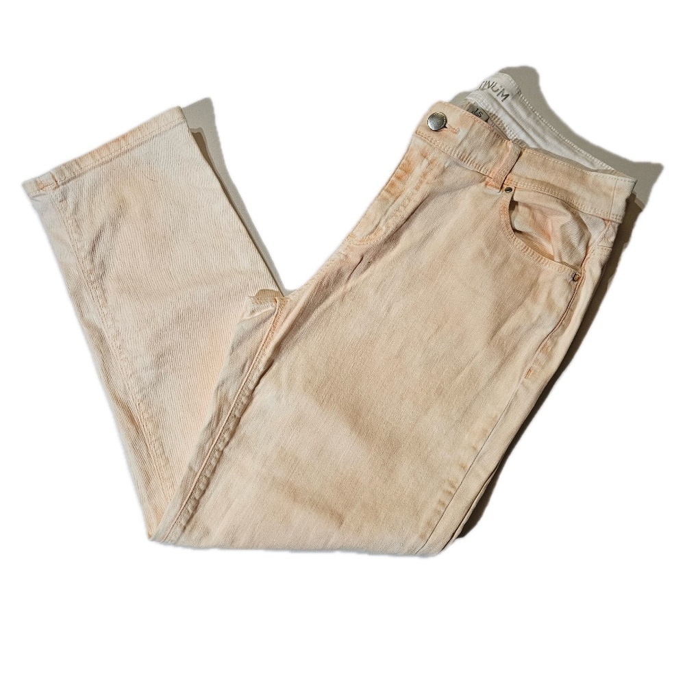 Chico's Jeans Womens 1.5 Beige Straight Studded Light Wash Stretch‎ Denim